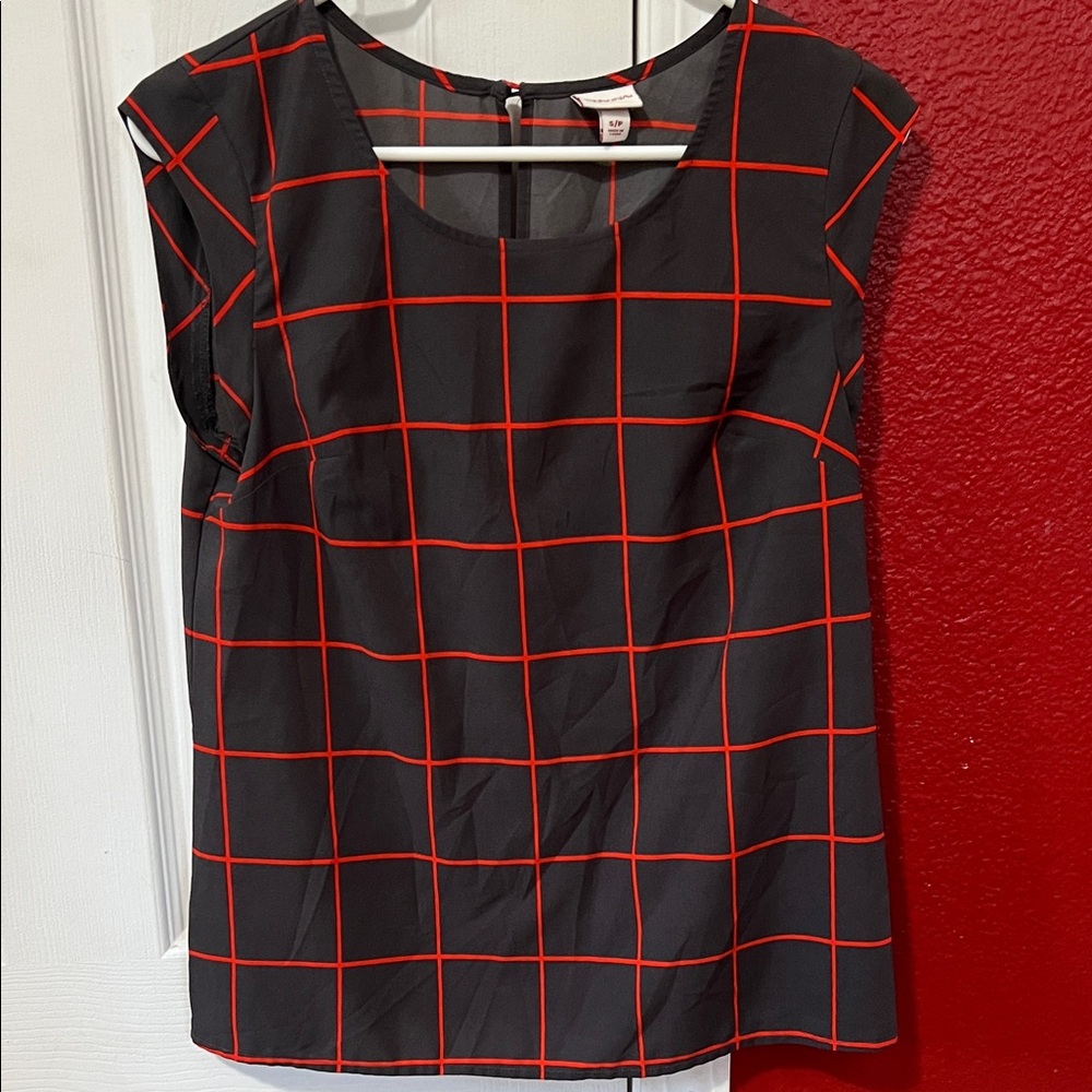 Merona Black and Red Checkered Blouse